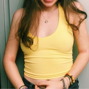 Urban Outfitters out from under Yellow Ribbed Halter Top